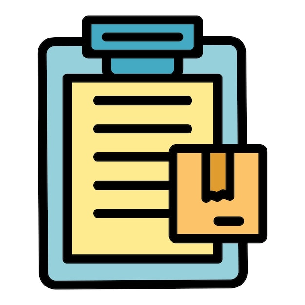 El icono de comprobación del paquete, el vector de contorno, el formulario de relleno en línea, la escritura en color plano