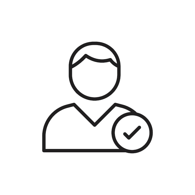 Icono de comprobación del usuario Arte plano en blanco y negro aislado