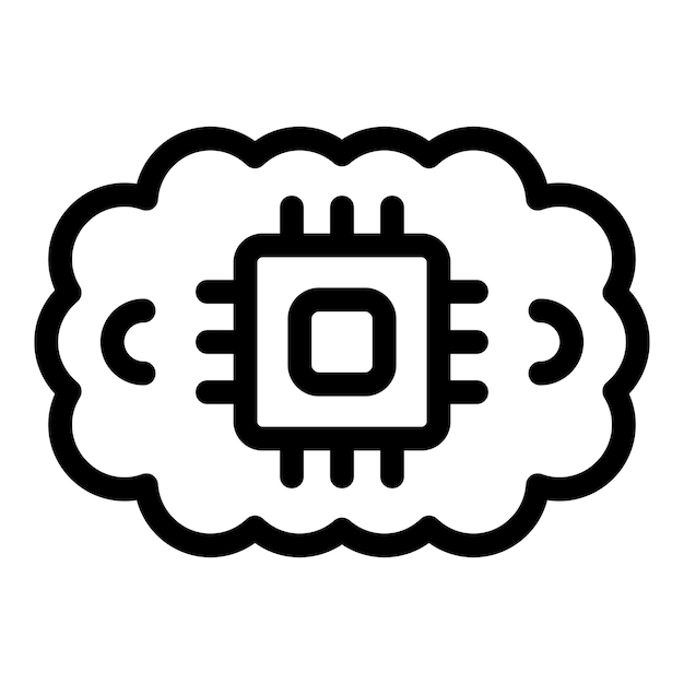 Icono de computación en la nube que muestra una CPU procesando datos