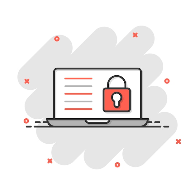 Icono de computadora de casillero en estilo plano Ilustración vectorial de portátil de bloqueo en fondo blanco aislado Concepto de negocio de desbloqueo de llave