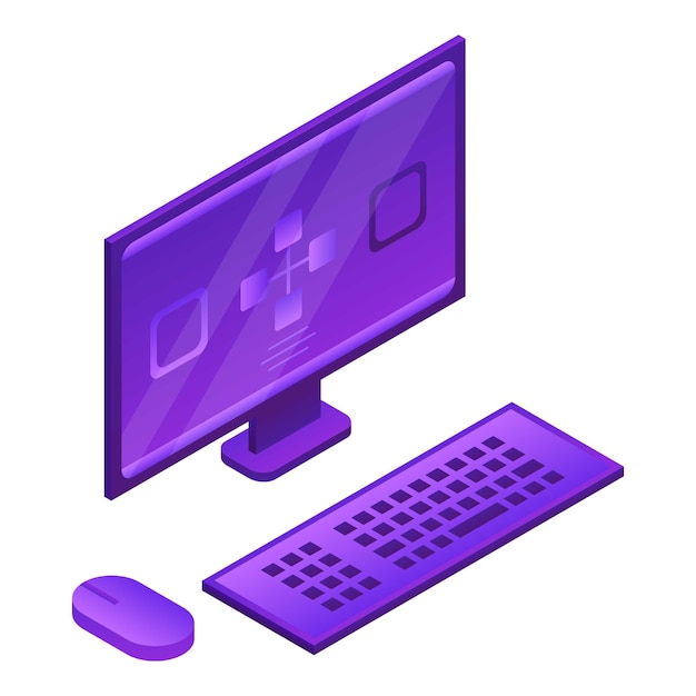 Icono de computadora de escritorio Isométrica del icono de vector de computadora de escritorio para diseño web aislado sobre fondo blanco