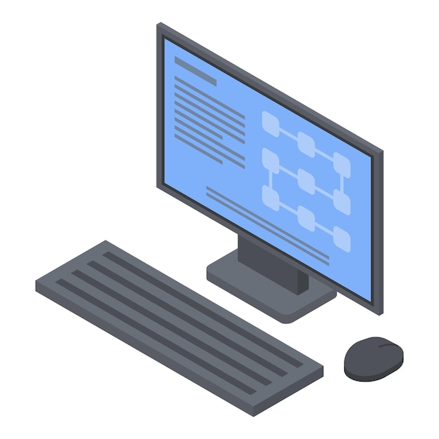 Icono de computadora de escritorio Isométrica del icono de vector de computadora de escritorio para diseño web aislado sobre fondo blanco
