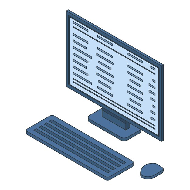 Icono de computadora de escritorio de oficina Isométrico del icono de vector de computadora de escritorio de oficina para diseño web aislado sobre fondo blanco