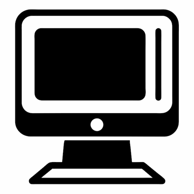 un icono de computadora muy básico con un fondo translúcido y un color negro simple