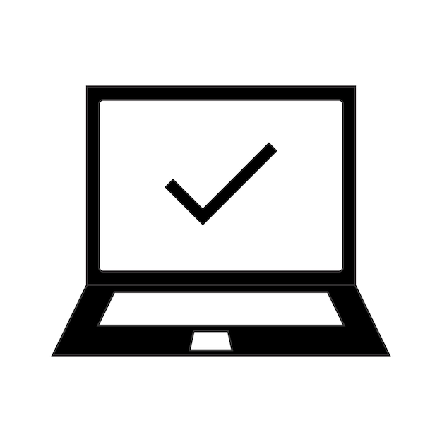icono de computadora o computadora portátil con lista de verificación