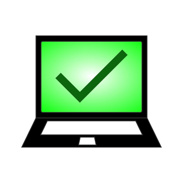 icono de computadora o computadora portátil con lista de verificación
