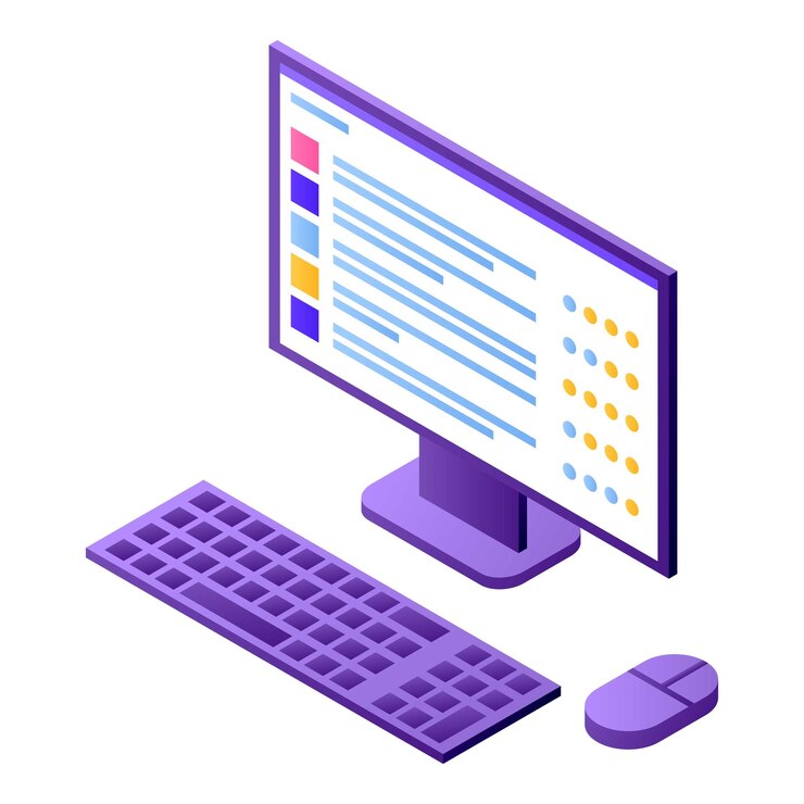 Vector icono de computadora pc isométrico de icono de vector de computadora pc para diseño web aislado sobre fondo blanco