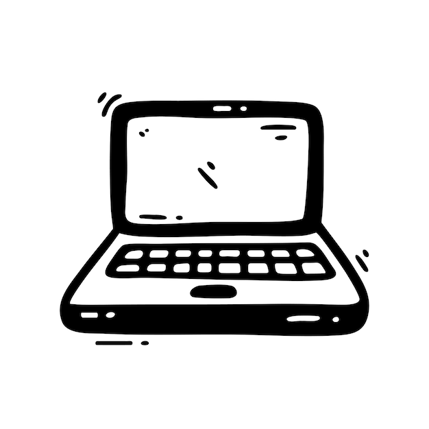 Icono de computadora portátil dibujado a mano Vector de trabajo de tecnología