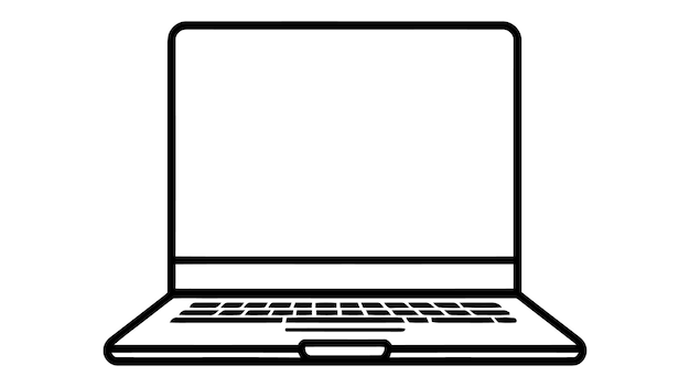 Icono de computadora portátil en estilo moderno y plano aislado en fondo gris Símbolo de computadora para el logotipo de vector de diseño de sitio web