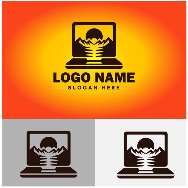 Vector el icono de la computadora portátil laptop repair diseño de sitio web logotipo de la aplicación ui moderno logotipo vectorial de negocio plano