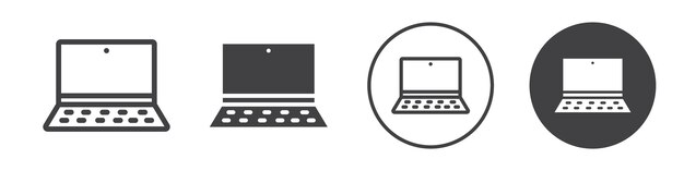 Icono de la computadora portátil Logotipo vectorial de contorno sencillo