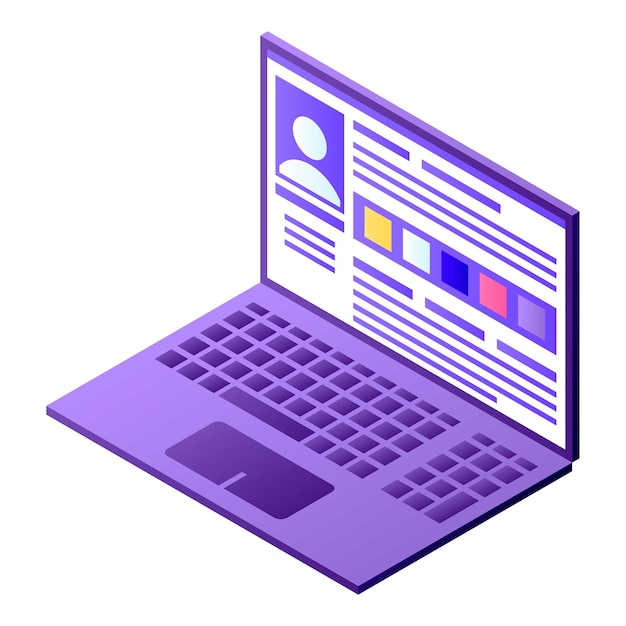 Icono de computadora portátil de negocios Isométrica del icono de vector de computadora portátil de negocios para diseño web aislado sobre fondo blanco
