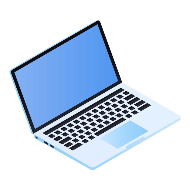 Icono de computadora portátil de negocios Isométrica del icono de vector de computadora portátil de negocios para diseño web aislado sobre fondo blanco