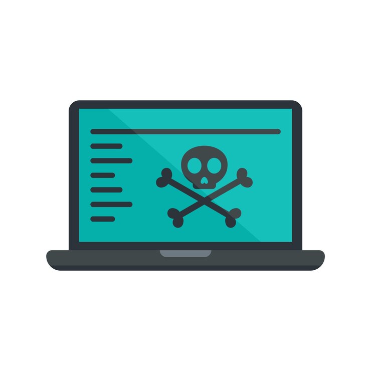 Vector icono de computadora portátil pirateada ilustración plana del icono de vector de computadora portátil pirateada para diseño web
