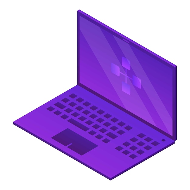 Icono de computadora portátil violeta Isométrica de icono de vector de computadora portátil violeta para diseño web aislado sobre fondo blanco