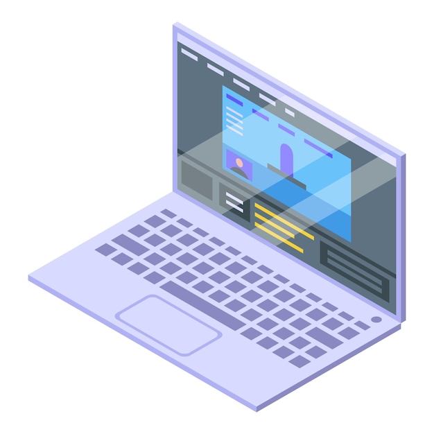 Icono de computadora portátil en vivo Isométrico del icono de vector de computadora portátil en vivo para diseño web aislado en fondo blanco