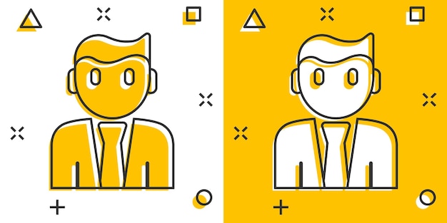 Icono de comunicación de personas en estilo cómic Ilustración de vector de dibujos animados de personas sobre fondo blanco Concepto de negocio de efecto de salpicadura de asociación