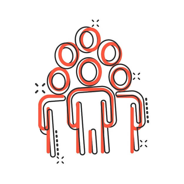 Icono de comunicación de personas en estilo cómic Ilustración de vector de dibujos animados de personas sobre fondo blanco Concepto de negocio de efecto de salpicadura de asociación