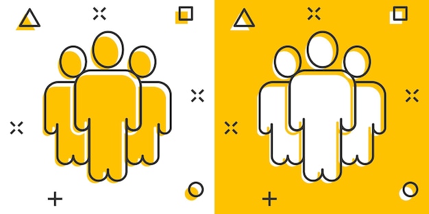 Icono de comunicación de personas en estilo cómico Ilustración de vector de dibujos animados de personas sobre fondo blanco Concepto de negocio de efecto de salpicadura de asociación