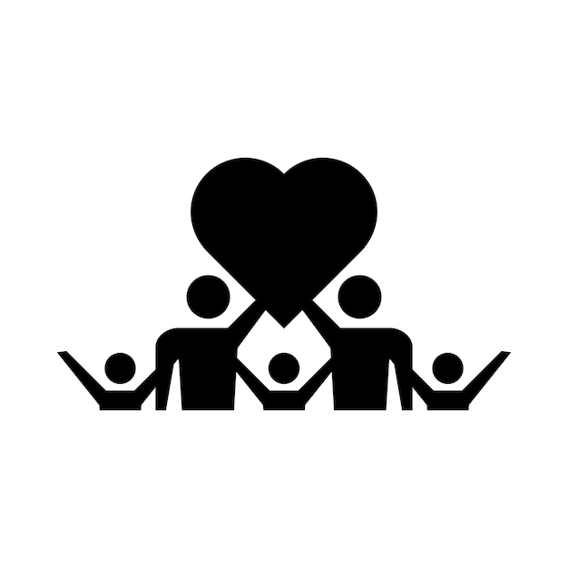 Icono de la comunidad personas con corazón símbolo de caridad amor unidad y armonía sociedad pictograma