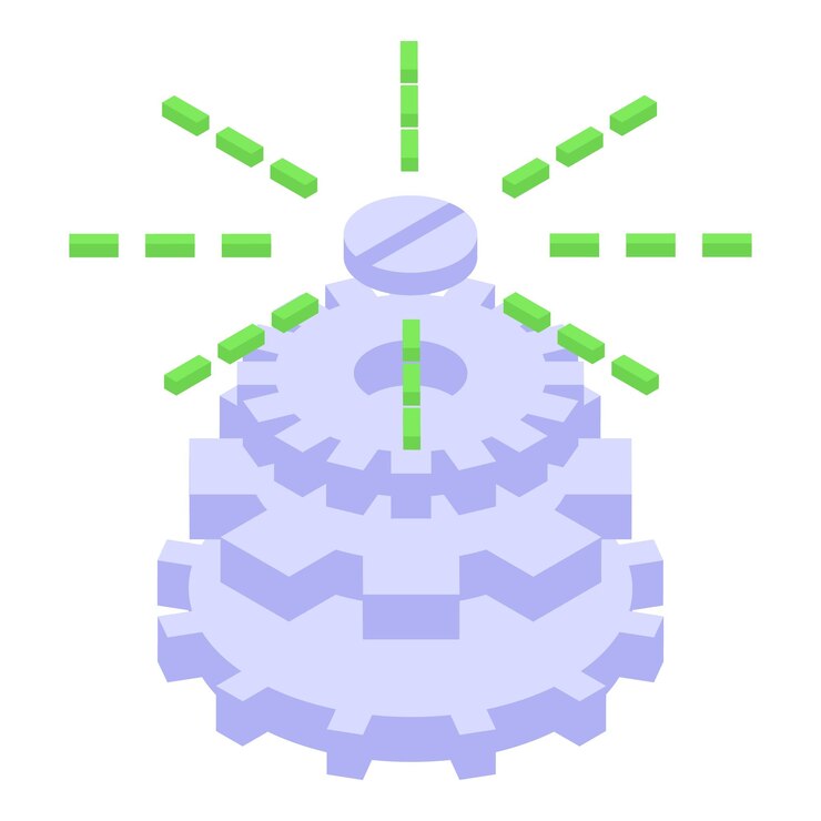 Vector icono de concentración de engranajes vector isométrico equilibrio mental carrera de control