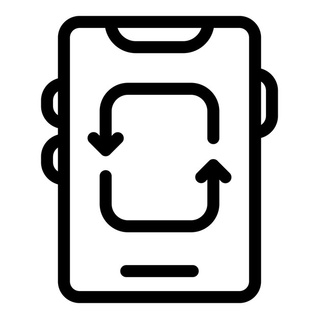Icono de concepto de actualización de teléfono inteligente que muestra flechas refrescantes