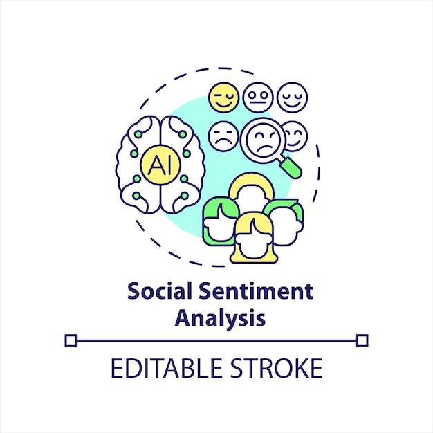 Icono de concepto de análisis de sentimiento social