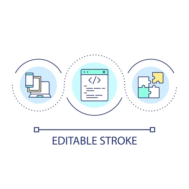 Icono de concepto de bucle de portabilidad de código fuente