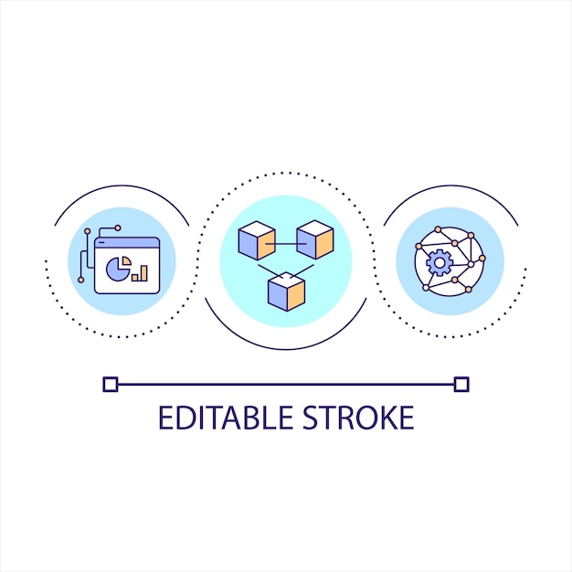 Icono de concepto de bucle de tecnología de red blockchain