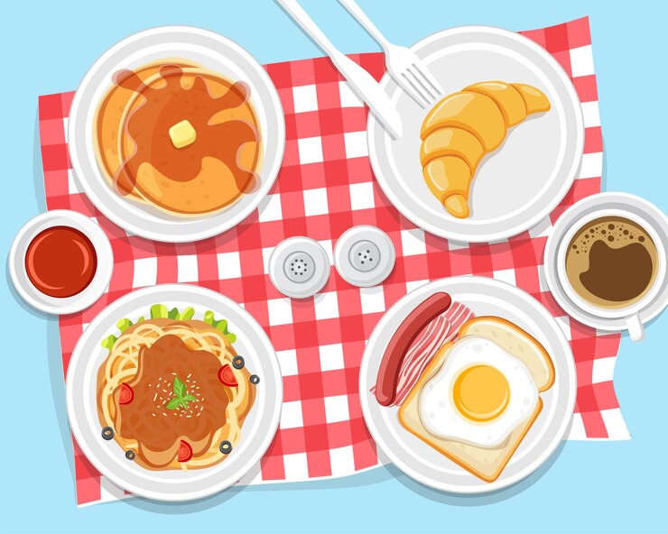 Vector icono de concepto de comida de desayuno vector plano