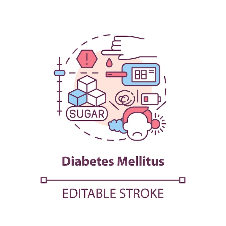 Vector icono del concepto de diabetes mellitus