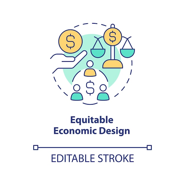 Vector icono de concepto de diseño económico equitativo