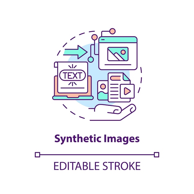 Icono de concepto de imágenes sintéticas