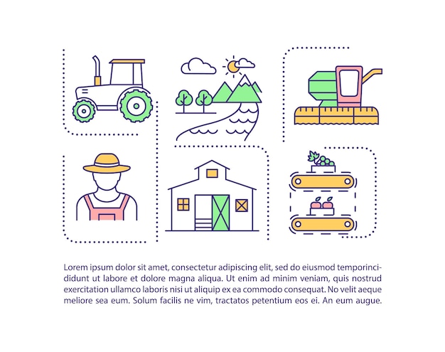 Icono de concepto de industria agrícola con texto