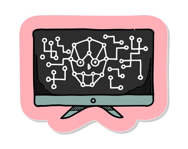 Icono de concepto de inteligencia artificial dibujado a mano en la ilustración de vector de estilo de etiqueta