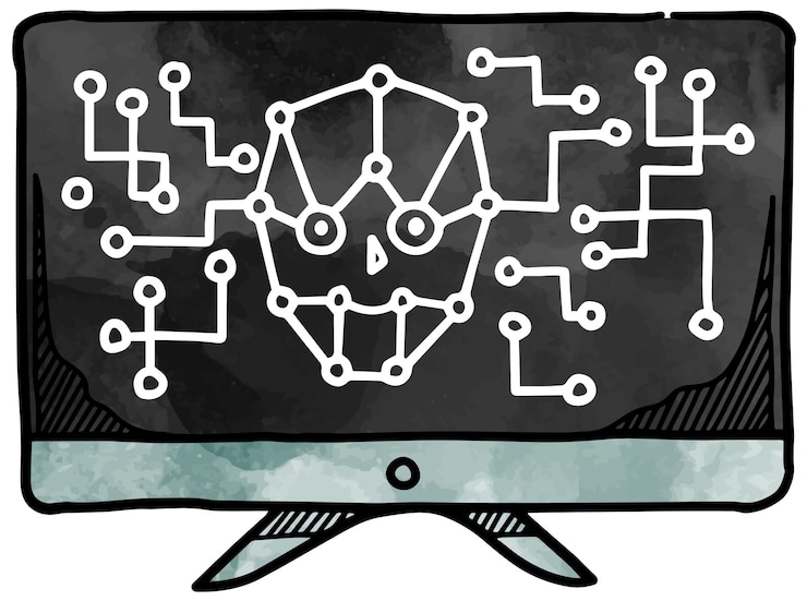 Vector icono de concepto de inteligencia artificial de estilo acuarela