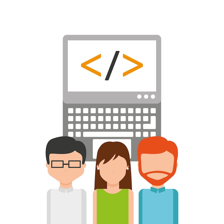 Vector icono de concepto de programación de software