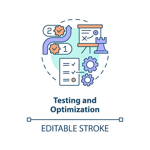 Icono de concepto de prueba y optimización