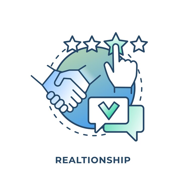 Vector icono del concepto de relación comunicación con los clientes modelo de negocio idea abstracta ilustración de línea dibujo de contorno aislado