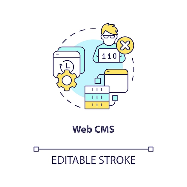 Icono de concepto de sistema de gestión de contenido web