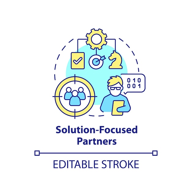 Icono de concepto de socios centrados en la solución