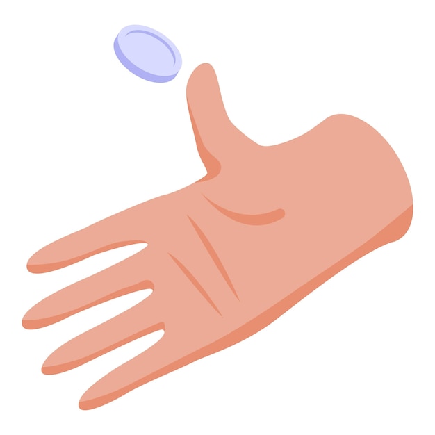 Icono del concepto de toma de decisiones de lanzamiento de moneda a mano
