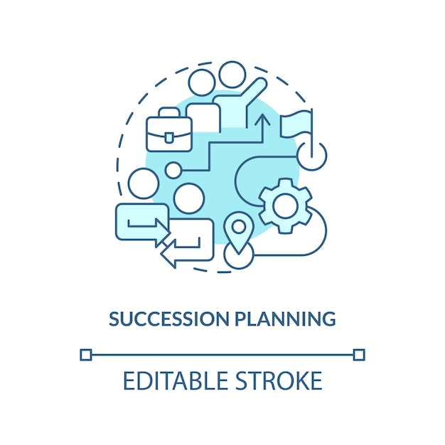 Icono de concepto turquesa de planificación de sucesión