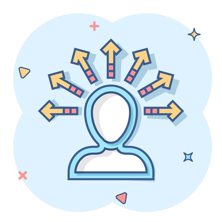 Vector icono de conciencia mental en estilo cómico idea de vector humano ilustración de dibujos animados en fondo blanco aislado efecto de salpicadura del concepto de negocio del cerebro del cliente