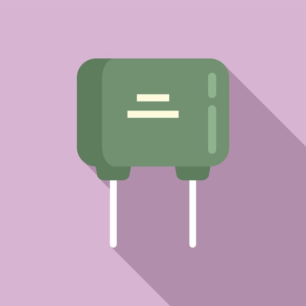 Icono de condensador de computadora vector plano Resistencia de componente Chip de diodo