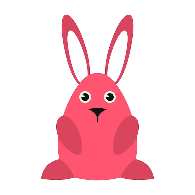 Icono de conejito de Pascua rosa en estilo plano aislado sobre fondo blanco