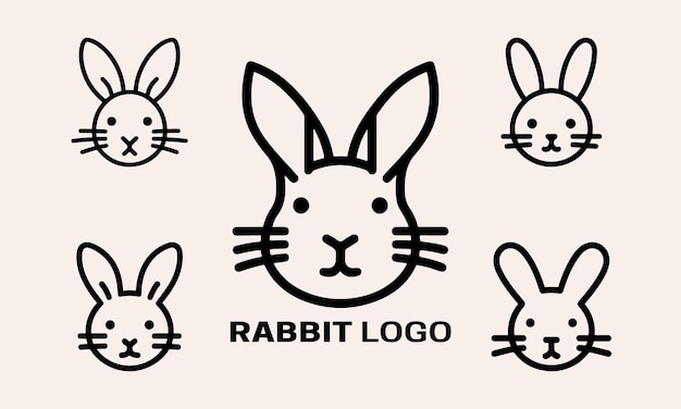 El icono del conejo se establece en la línea de arte del diseño del logotipo ilustración vectorial