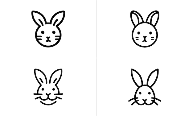 El icono del conejo se establece en la línea de arte del diseño del logotipo ilustración vectorial