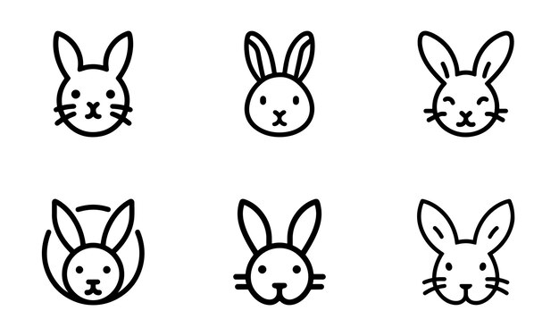 El icono del conejo se establece en la línea de arte del diseño del logotipo ilustración vectorial