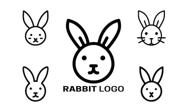 El icono del conejo se establece en la línea de arte del diseño del logotipo ilustración vectorial